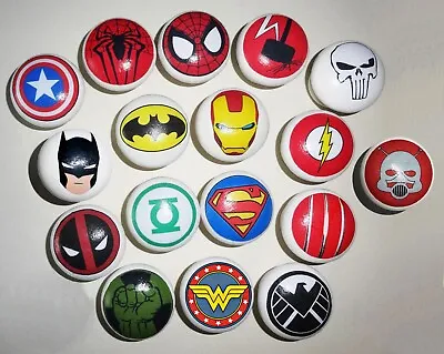 SUPER HERO Choice Of 25 Designs Hand Crafted Decoupage Wood Knob Pull £4.50 Each • £4.50