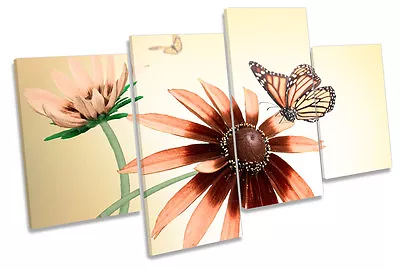 Gerbera Daisy Flowers Butterfly Floral MULTI CANVAS WALL ART Picture Print • £49.99