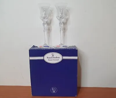 Royal Doulton Oxford Candlestick Pair 7 1/2  Austrian Crystal In Box - 1997 • $35