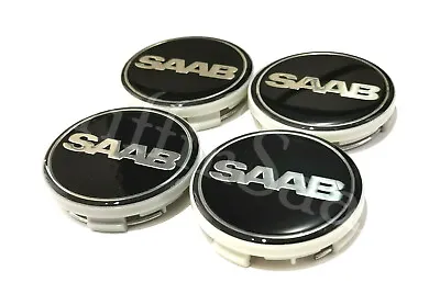 4 X Saab Nevs Black Alloy Wheel Centre Hub Caps 62mm 63mm 93 9-3 95 9-5 900 9000 • $20.99