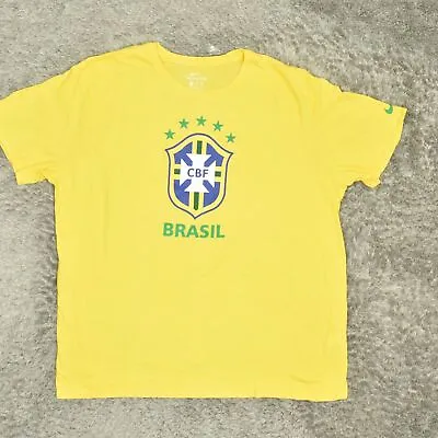 $14.85 • Buy Nike Men's Adult Sz 2XL Tee Shirt T Yellow Brasil CBF Athletic Cut Athletic Casu