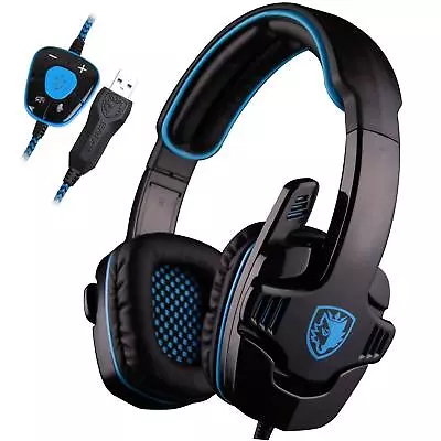 SADES 7.1 Surround Sound Stereo Pro PC USB Gaming Headset With Mic Bass Headband • £20.99