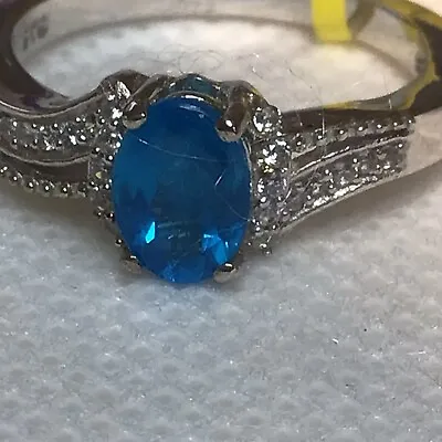 Neon Apatite Malagache & Cambodian White Zircon Ring (Sz6) TGW 1.00cts • $129.95