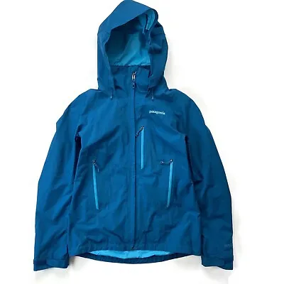 Patagonia Piolet Gore-Tex Jacket Womens Small Blue Hooded Waterproof Shell S • $116.10