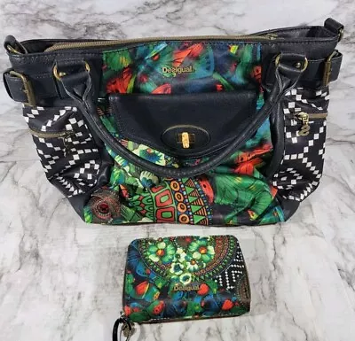 Disigual Shoulder Bag Purse / Matching Wallet / Butterfly Pattern • $39.99