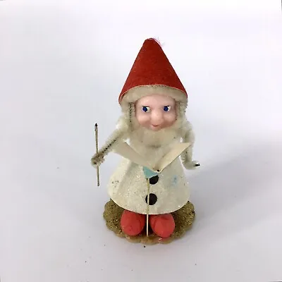 Vintage Christmas Elf Gnome Music Conductor Ornament Figurine Putz Chenille • $34.99