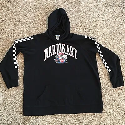 Nintendo Mario Kart Adult Small/Med? Black Long-Sleeve Hoodie Sweatshirt Check M • $15