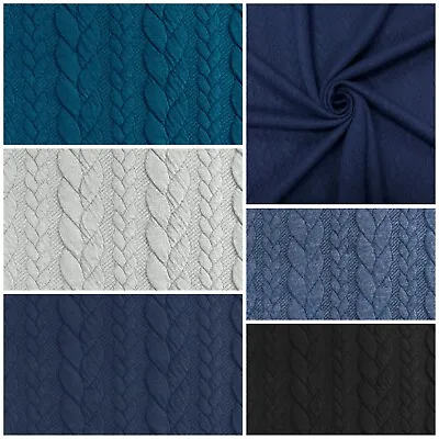 £1.50 • Buy Plain Cable Knit Jersey Ideal For Jumpers Cardigans Sweaters Fabric M1659