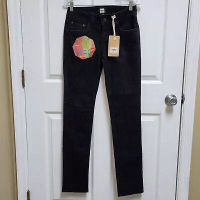 H2J Production Jeans Womens 7 8 Lulu Black Denim Sequin Star Pockets Skinny NEW • $25.95