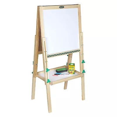 Crayola Kids Mini Dual Sided Wooden Art Easel W/ Chalkboard & Dry Erase Supplies • $40.09