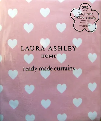 LAURA ASHLEY Kids - HEARTS Ready Made Blackout Curtains - W53  X L54  - NEW • £24.95