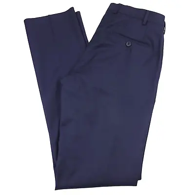 $178 Bloomingdales Navy Blue Wool Stretch Flannel Dress Pants Mens Size 38R • $48.71