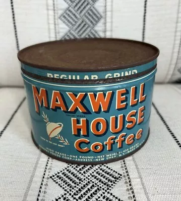 Vintage MAXWELL HOUSE REGULAR GRIND COFFEE Keywind Tin Can - Small Cup Logo • $28