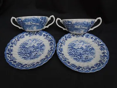 Vintage Myott Son + Co Matched Soup Coupe And Saucer Set X2 • £12.95