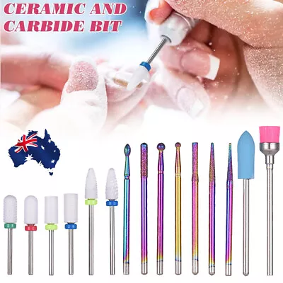 16x Ceramic Nail Drill Bits File Acrylic Manicure Pedicure Tools • $15.85