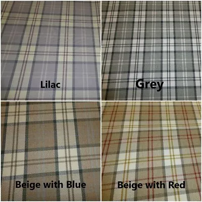 Tartan Checked Wool Effect Weave Upholstery Fabric (FOUR COLOURS) Gleneagles • £1.25