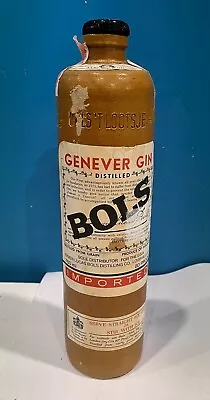 Vtg. Erven Lucas BOLS Amsterdam Genever Gin 1 Litre Stoneware Bottle Empty • $11.50