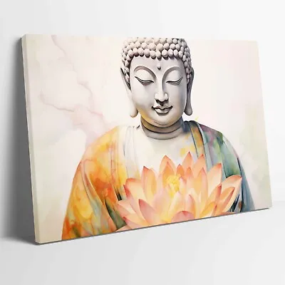 Buddha Buddhist Buddhism Flowers Stretched Canvas Poster Print Art More Sizes • £12.99