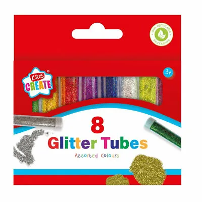 8 Pack Glitter Tubes - Children Pots Art Crafts Card Making Scrapbook Sparkle • £3.09