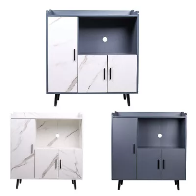 Marble Wooden Effect Storage Cabinet Kitchen Bathroom Cupboard Buffet Sideboard • £75.95