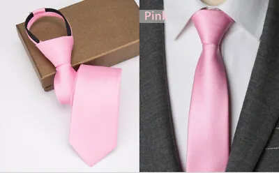 Men Fashion Solid Color Zipper Tie Wedding Party Formal Business Necktie • $7.89