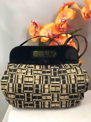 Liked New~MARIO HERNANDEZ Signature Pattern Canvas Clutch Bag W Removable Strap • $34.99