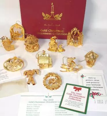 2002 Danbury Mint Gold Electroplate Ornaments - 11 Total W/ Storage Box • $70.12