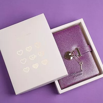 $70.17 • Buy Purple Journal Notebook With Key School Birthday Girl 144 Sheet Lined Heart Lock