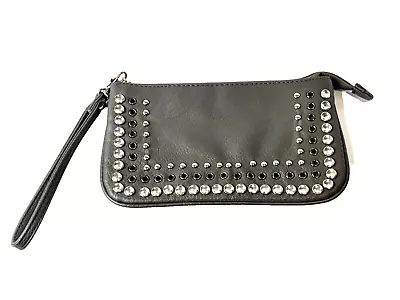 Maurices Wristlet Clutch Gray Studded Rhinestone Zipper Top Womens Bag • $12.99