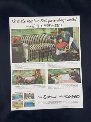 Magazine Ad* - 1949 - Simmons Hide-A-Bed - Mid Centruy Modern • $8