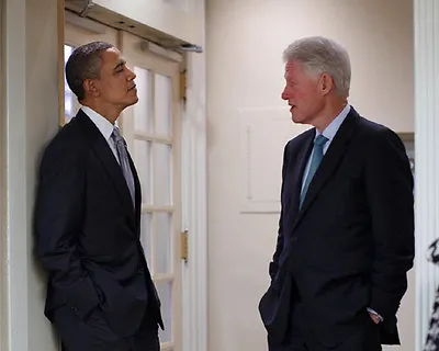 Presidents BARACK OBAMA And BILL CLINTON Glossy 8x10 Photo White House Poster • $5.49