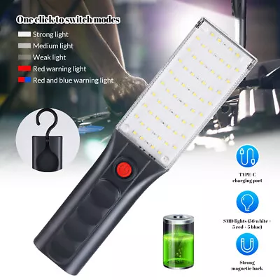 Magnetic Rechargeable COB LED RED Work Light Lamp Flashlight Torch Inspect 5Mode • $11.99