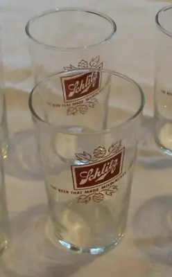  Vintage Schlitz Beer 8 Oz Clear Beer Glasses Set Of 2 • $18