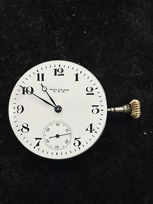 Vintage Waltham U.S.A. 17 Jewels Pocket Watch Movement Dial Hands Crown WORKING • $19.99