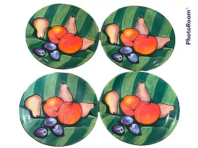 MISONO Set Of 4 Dinner Plates TUSCANY Fruit Pattern 4902 Soojin Choi Oval 1992 • $74.99