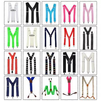 Mens Work Trouser Braces 25/35/50mm Heavy Duty Assorted Plain Printed Patterns • $4.72