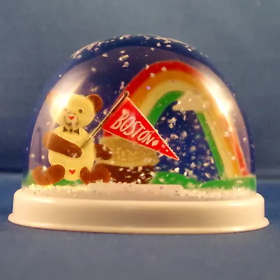 Vintage Boston Souvenir Snowglobe Bear With Pennant Rainbow Pot Of Gold • $6.50