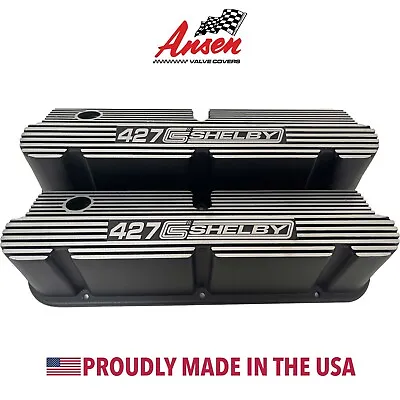 Ford Small Block 427 CS Shelby Logo Pentroof Tall Black Valve Covers - Ansen USA • $425