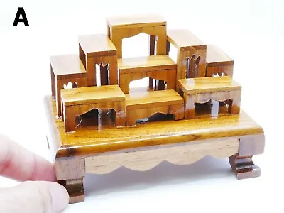 Miniature Altar Teak Wooden Handmade Buddha Shelf Mini Shelf Thailand Doll Dolls • $14