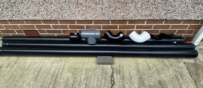 £25 • Buy X3 Lengths 2.5m 110mm UPVC Black Soil Pipe Push Fit Ring Seal & Fittings