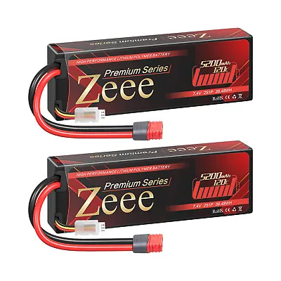 $40.98 • Buy 2x Zeee 120C 5200mAh 7.4V 2S LiPo Battery Deans Hardcase For RC Car Truck Boat 