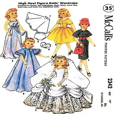 21  Doll Clothes Pattern McCall's 2342 For Cindy Toni Junior Miss & More • $12.75