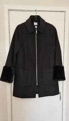 H&M Black Fur Cuff Coat Jacket Size 8 • $8.70