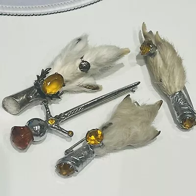 4 X Vintage Scottish Brooches ; Grouse Claw And Sword Kilt Pin - 3 By Mizpah • £20