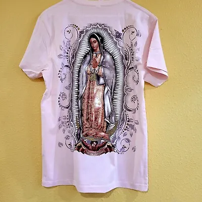 VIRGEN DE GUADALUPE T-SHIRT-  Medium Pink. Glitter Graphic Print • $19.95