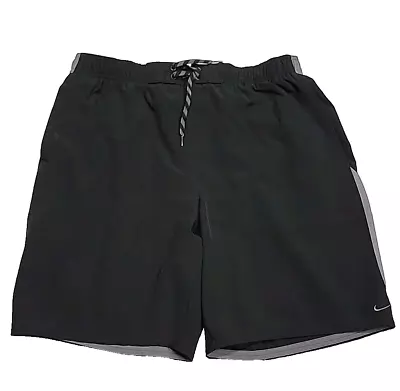 Vintage Nike Swim Trunks Mesh Lining Drawstring Black & Gray Pockets Men XXL 32 • $10