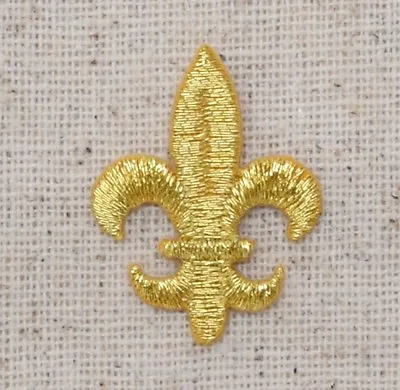 $5 • Buy Iron On Embroidered Applique Patch SMALL Gold Fleur De Lis Saints Mardi Gras