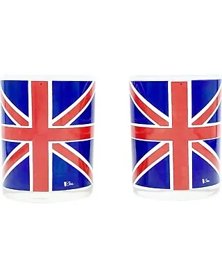 Vintage Cera Pair Cocktail Tumbler Glasses Union Jack Flag UK British Barware • £130.29