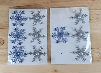 Scrapbook 2  3D SNOWFLAKE BRADS Embellishments Lot Of 10 Brads Blue/Silver • $7.49