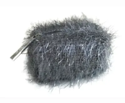MAC Grey Fluffy Tinsel SMALL Makeup Cosmetic Bag Pouch Or Travel Pouch Purse  • £14.99